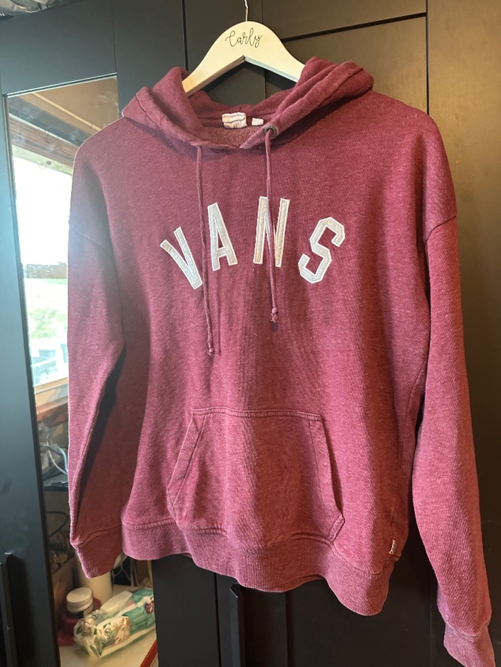 Vans Burgundy Varsity Logo Pullover Hoodie Maroon Skate Streetwear S